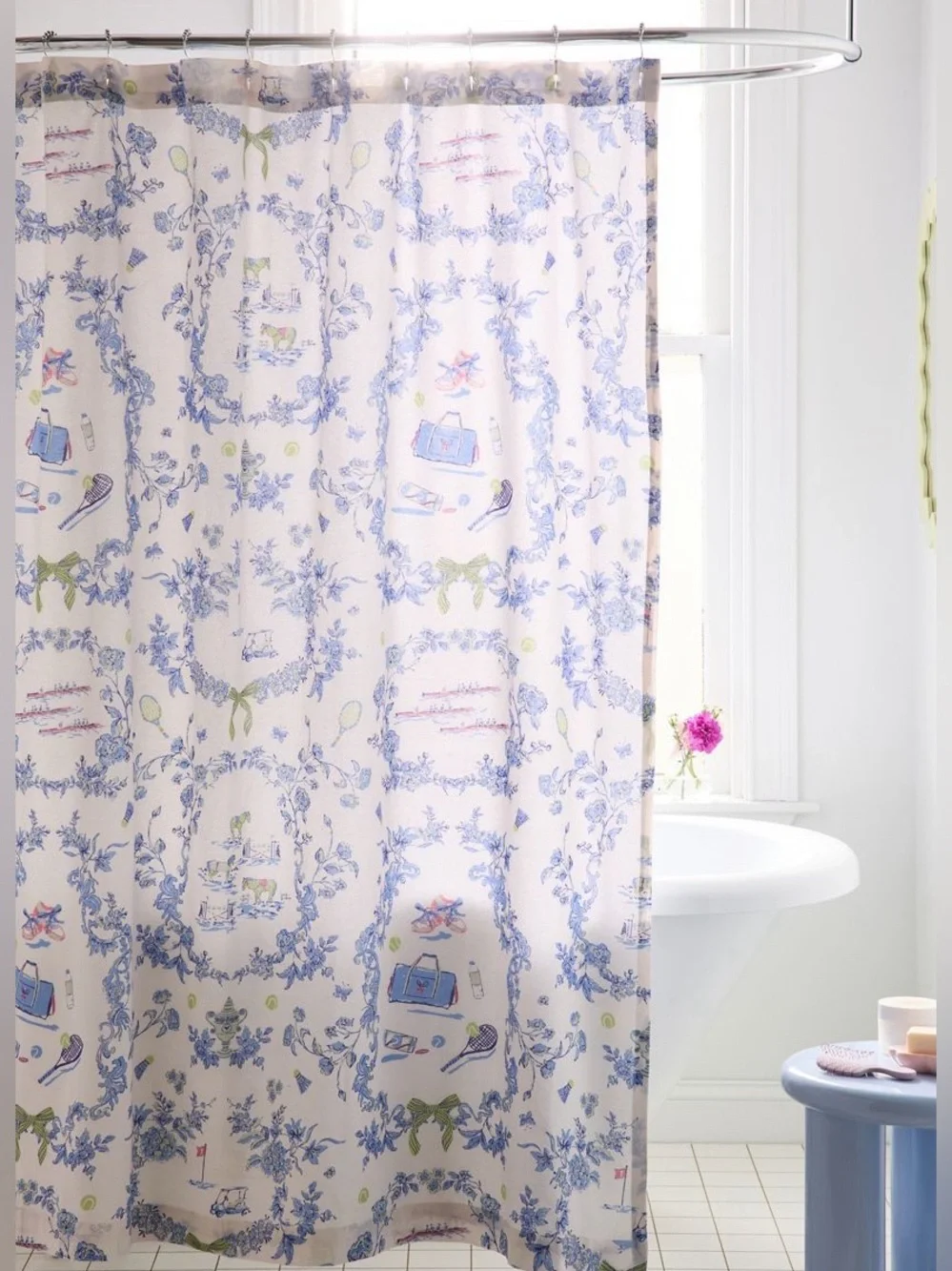 Urban Outfitters Preppy Toile Patterned Shower Curtain NWT